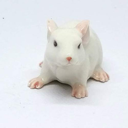 Handmade Ceramic White Mouse Figurine, Woodland Shelf Decor