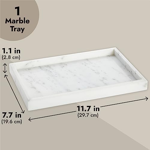 Juvale Large Marble Vanity Tray - Jewelry & Cosmetic Organizer with Drawer Organizer - Bathroom Display with Soap Tray - Home Accent Piece with Marble Decor - 11.7 x 7.7 x 1.1 in White - size: 11.7" x 7.7" x 1.1"