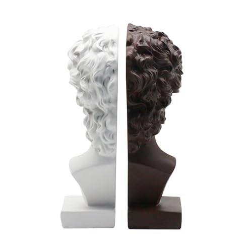 Lukitas David Bookends Heavy Duty, Half-and-Half Book Ends, BN/WH 9.5'' - color: David - Bn&wh