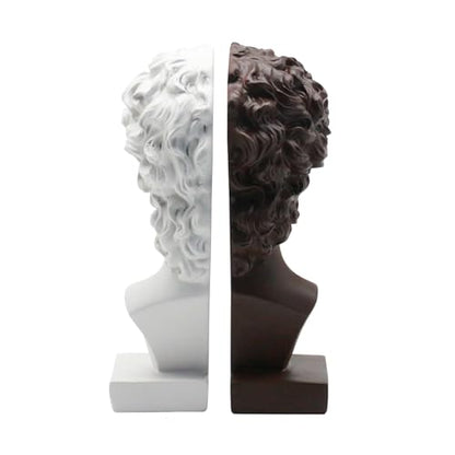 Lukitas David Bookends Heavy Duty, Half-and-Half Book Ends, BN/WH 9.5'' - color: David - Bn&wh