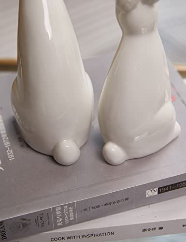 HAUCOZE 2pcs Rabbit Statue Animal Figurine Gift Modern Home Decor 7.5 Inch