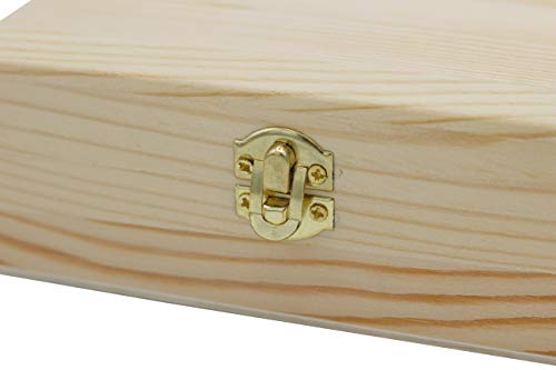 Creative Hobbies Unfinished Wood Craft Box – Light Unfinished Wood with Clasp – Make Your Own Gift, Jewelry, Photo Storage - Decorate with Paint, Ribbon, Decoupage and More – 6" x 4" x 2" (1)