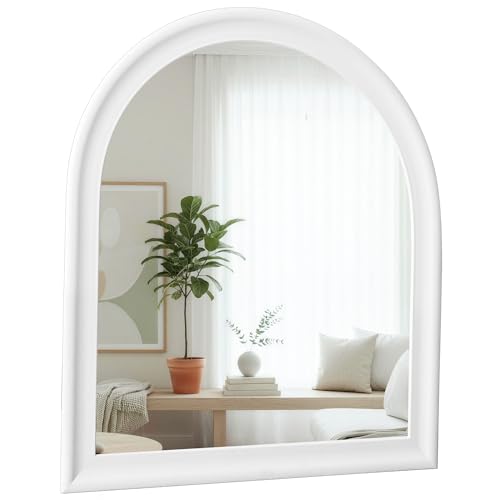 Arched White Bathroom Mirror, 30 x 36 Inch Wall Mounted Mirrors - color: White, size: 36"L x 30"W