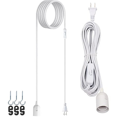 JACKYLED Extension Hanging Lantern Cord Cable 15Ft UL 1 Pack - style: 15Ft-White