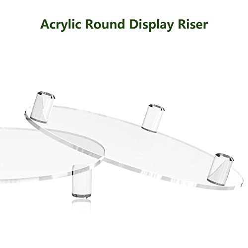 SVENJBB Decorative Acrylic Round Display Riser 10 Inch 2-Pack, Clear Waterproof Pedestal Stand for Plants and Bathroom, Modern Display Tray for Home and Kitchen Counter Décor