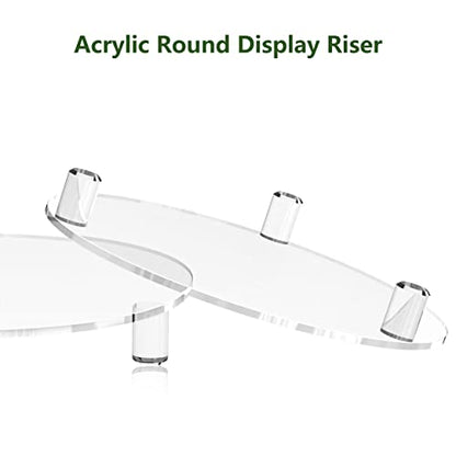 SVENJBB Decorative Acrylic Round Display Riser 10 Inch 2-Pack, Clear Waterproof Pedestal Stand for Plants and Bathroom, Modern Display Tray for Home and Kitchen Counter Décor