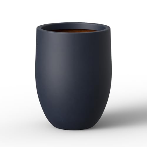 Kante Accent Round Curved Charcoal Concrete Planter 12.6" Dia, Outdoor - color: Charcoal, size: 16.5 Inch Tall