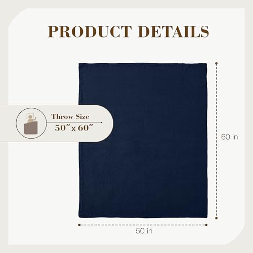 Carriediosa Wool Blend Knit Throw Blanket 50% Recycled Poly 50x60 Navy - color: Indigo Blue, size: 50" X 60"