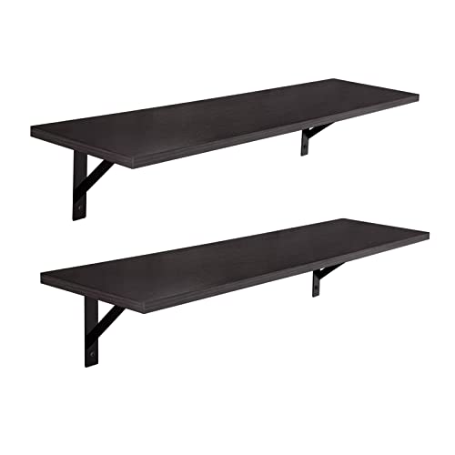 DINZI LVJ Long Wall Shelves, 31.5" Wall Mounted Shelves with Metal Brackets - color: Espresso, size: 31.5 Inch
