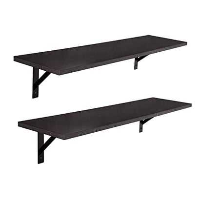 DINZI LVJ Long Wall Shelves, 31.5" Wall Mounted Shelves with Metal Brackets - color: Espresso, size: 31.5 Inch