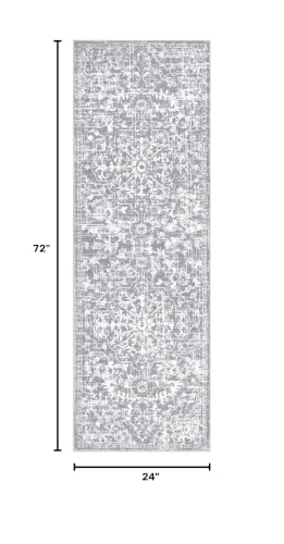 Pauwer Hallway Runner Rug 2x6, Washable Boho Kitchen Runner, Grey White - color: Grey White, size: 2' x 6' (Runner)