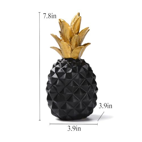 Resin Pineapple Statue, Black Modern Luxury Tabletop Decor, 7.8in (H) - color: Black