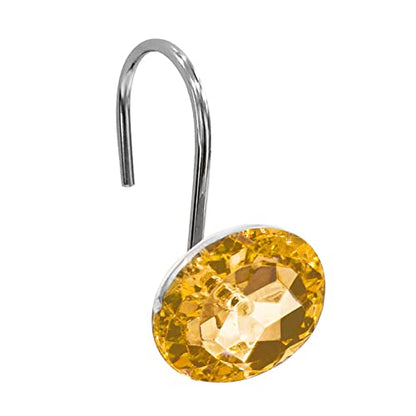 Crystal Diamond Round Shower Curtain Hooks Rings for Bathroom,Gold,12PCS - color: Gold