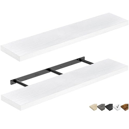 QEEIG Extra Long Floating Shelves for Wall (White, Set of 2, 47.2") - color: C. White, size: 47.2"