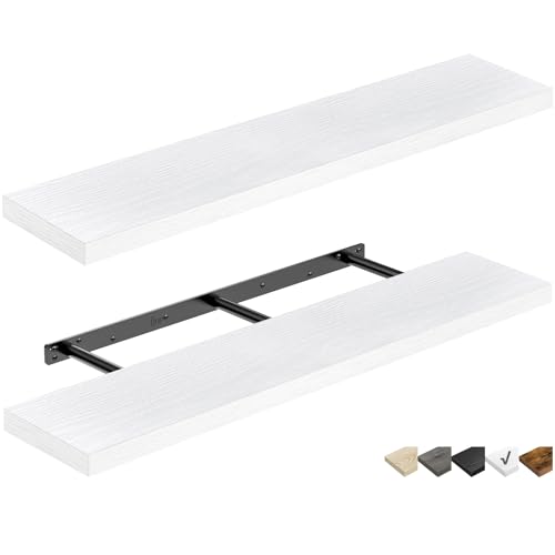 QEEIG Extra Long Floating Shelves for Wall (White, Set of 2, 47.2") - color: C. White, size: 47.2"