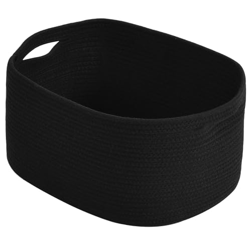 ECDYQXVU 15x10x9 Inch Woven Cotton Rope Storage Basket, Black, 1 Pack - color: Black, size: 1 Pack