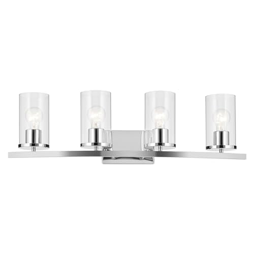 Kichler Crosby 4-Light Bathroom Vanity Light, Chrome - color: Chrome, size: 4 Light, style: Clear Glass