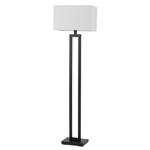 Globe Electric 58" Matte Black Floor Lamp with White Linen Shade - color: Matte Black, D'Alessio