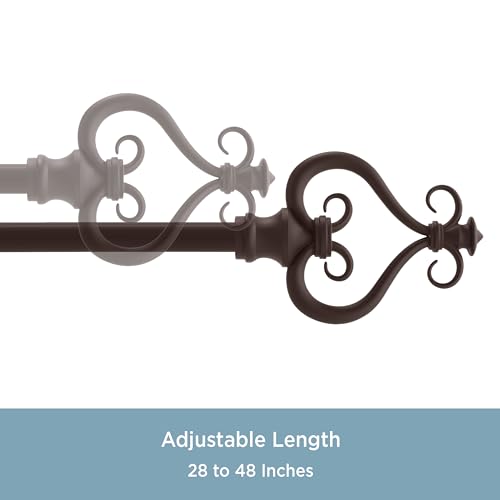 Kenney Serena Window Curtain Rod, 28-48", Chocolate Brown - size: 28-48"
