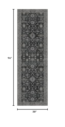 GENIMO 2.5x8 Non Slip Runner Rug, Washable Lightweight Hallway Charcoal - color: Charcoal, size: 2'6" x 8' (Rectangular)