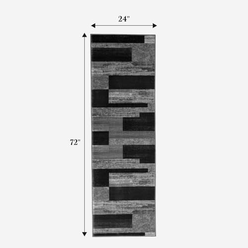 LIANLAM 2x6 Washable Runner Rug for Hallway&Kitchen(2x6,Black&Gray) - color: Black-gray, size: 2' x 6' (Rectangular)