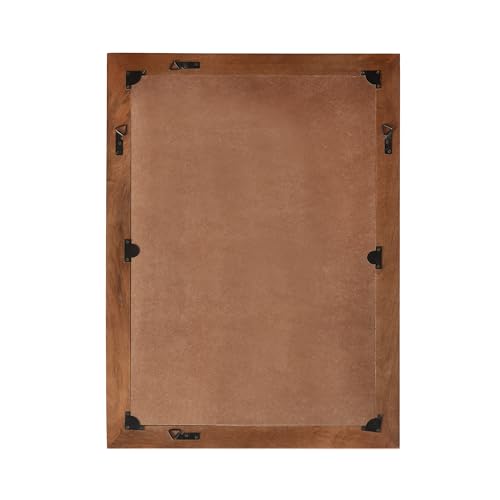 Kate and Laurel Lunara Modern Rectangle Wood Wall Mirror, 24 x 35, Walnut Brown, Mid-Century Dark Wooden Rectangular Bathroom Mirror for Over Sink with Geometric Detailing - color: Walnut Brown