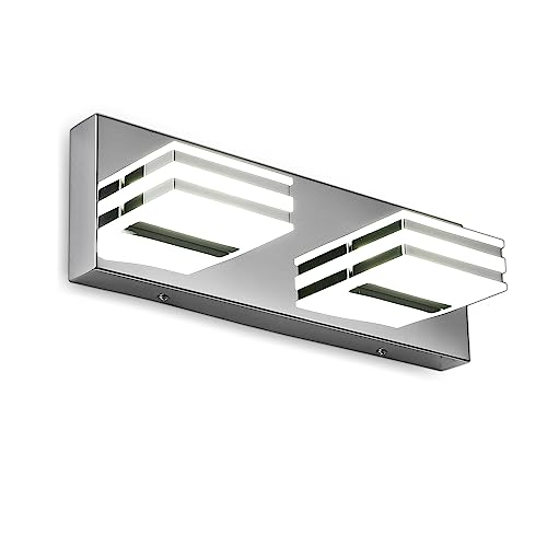 LED Vanity Light Bar 2 light Bathroom Mirror Light Fixtures Modern 12W Bath Lamps Over Mirror 14 Inch Bathroom Wall Lighting Fixtures Chrome Restroom Lights Fixtures over Sink Acrylic Vanity Sconces - color: Chrome-Not-Dimmable, size: 2-Light, 12-Inch