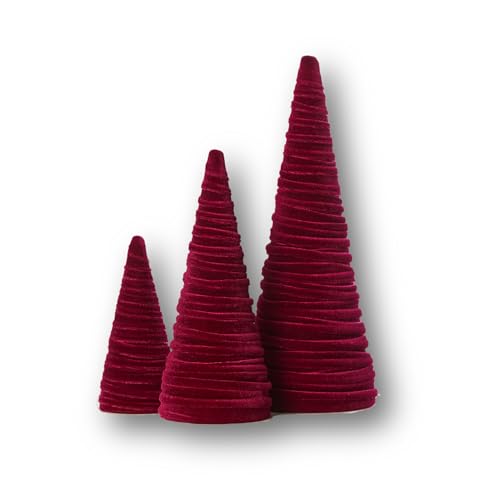 Your Heart's Content Set of 3 Burgundy Velvet Trees (Burgundy) - color: Burgundy