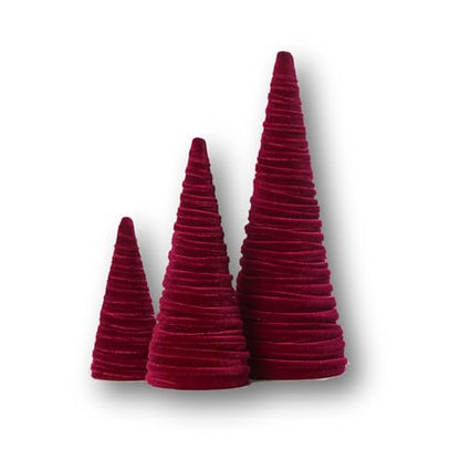 Set of 3 Burgundy Velvet Trees (Burgundy) - color: Burgundy