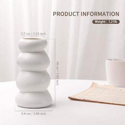 BosilunLife Ceramic Vase with Stacked Bubble Design - color: White