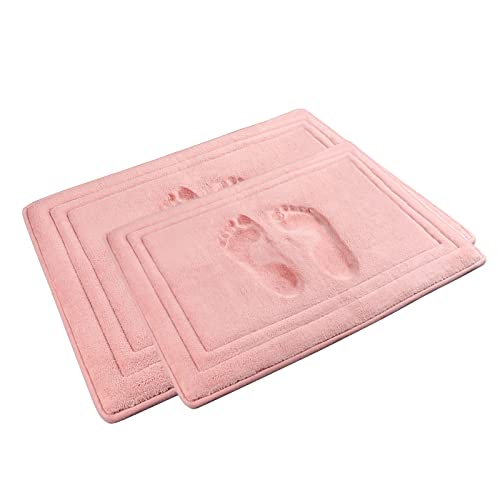 Light Pink Bathroom Rug Set 2 Piece Memory Foam Microfiber Bath Mat - color: Pink, size: 17 in x 24 in and 20 in x 32 in