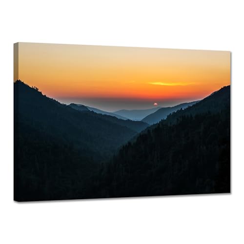 Tennessee Wall art Nature Landscape Great Smoky Mountains Canvas Pictures Forest Prints Office Wall Decor Scenery Photograph Artwork Framed for Bedroom living room (16" L x 24" W) - color: YZ-NAPARK-07, size: 16"L x 24"W