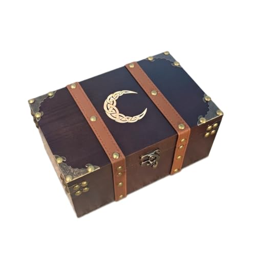 Solid Wood Crescent Moon Box, Celtic Knot, Velvet Lined