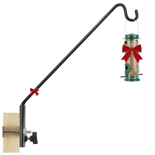 MIXXIDEA Extended Fence Deck Hook Rail Heavy Duty Bird Feeder Hook, Adjustable Plant Bracket for Bird Feeders, Planters, Suet Baskets, Lanterns, Wind Chimes and More - size: 43in Long Fence Hook-1 Pack