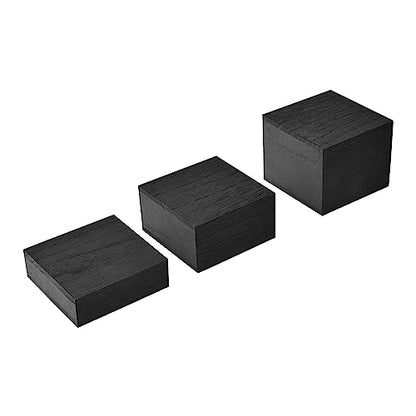 MOOCA Wooden Display Risers Set - 3 Different Height Stands, Black - color: Black