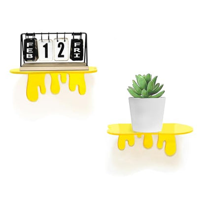 SetGame 2-Pack Small Acrylic Shelves, 7 Inch Floating Shelves, Yellow - color: Yellow, size: 7 Inch