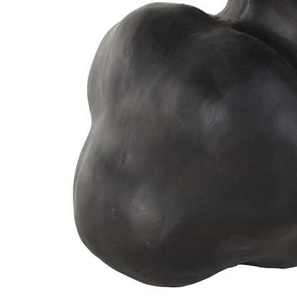 Deco 79 Ceramic Abstract Wide Rounded Floral Shaped Vase with Petal Rim, 8" x 10" x 9", Black - color: Black, size: 8" x 10" x 9"