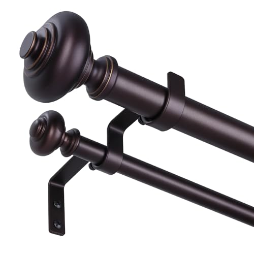 Double Curtain Rod, 36-153 Inch Red Bronze Decorative Double Rods - color: Bronze, size: 36"-153"
