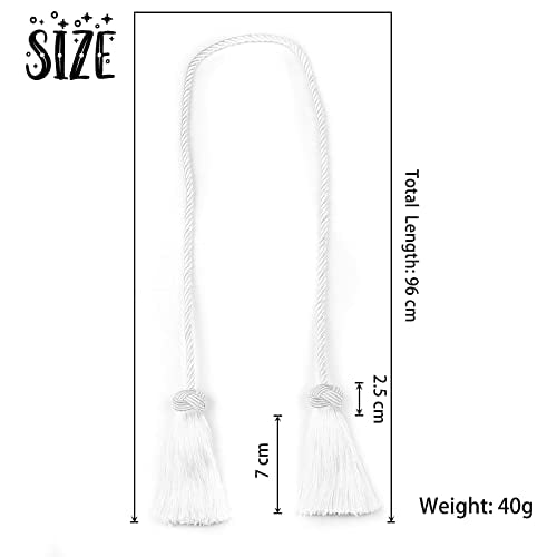 BEL AVENIR 2 Pack Handmade Rope Tassel Curtain Tiebacks - color: White, size: 2 Pack