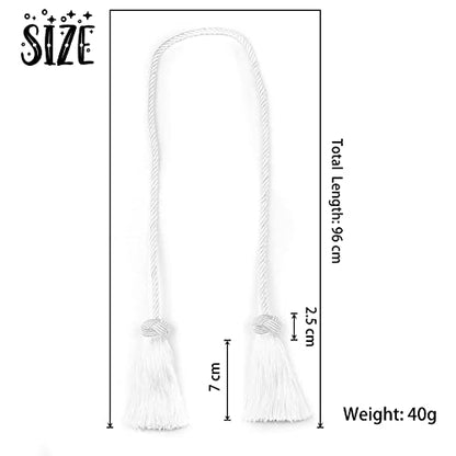 BEL AVENIR 2 Pack Handmade Rope Tassel Curtain Tiebacks - color: White, size: 2 Pack