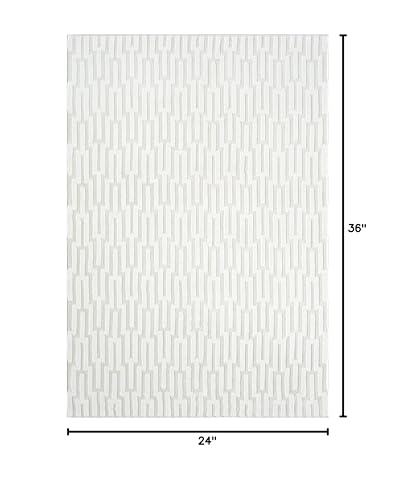 Abani Neutral Cream Area Rug for Living Room, Bedroom - Geometric Pattern - 2' x 3' - Durable & Easy to Clean - size: 2' x 3' (Rectangular)