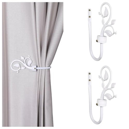 SUQ I OME Leaf Shaped Curtain Holdbacks, White - color: White