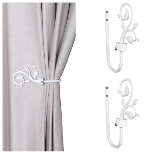 SUQ I OME Leaf Shaped Curtain Holdbacks, White - color: White