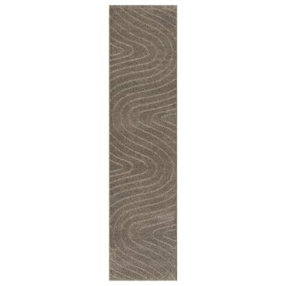 LUXE WEAVERS Modern Geometric Wave Taupe 2x8 Area Rug - color: Taupe, size: 2' x 8' (Runner)