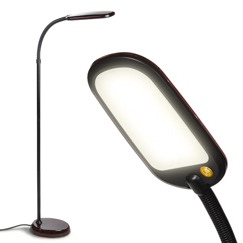 Brightech Litespan Slim LED Floor Reading Lamp - Modern Tall Lamp with Adjustable Gooseneck for Living Rooms & Offices - Dimmable Crafts Work Light - Brown - color: Havanah Brown