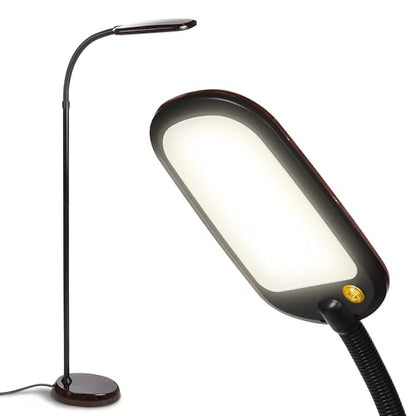 Brightech Litespan Slim LED Floor Reading Lamp - Modern Tall Lamp with Adjustable Gooseneck for Living Rooms & Offices - Dimmable Crafts Work Light - Brown - color: Havanah Brown