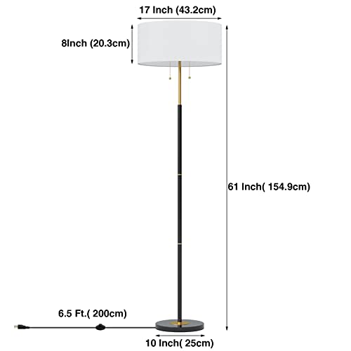 2-Light 3 Color Temperature Mid Century Floor Lamp for Living Room - color: Black & Glod