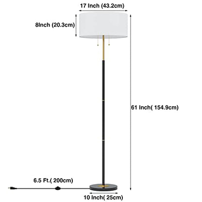 2-Light 3 Color Temperature Mid Century Floor Lamp for Living Room - color: Black & Glod