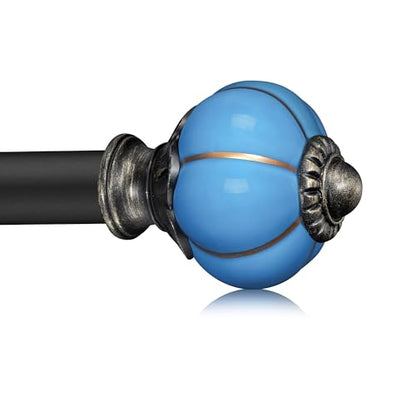 Ceramic Curtain Rods for Windows 66 to 120 Inch 1 Inch Adjustable - color: Black Blue, size: 66"-120"