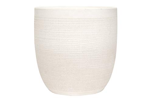 Creative Co-Op Large Matte White Embossed Stoneware Planter - color: Matte White